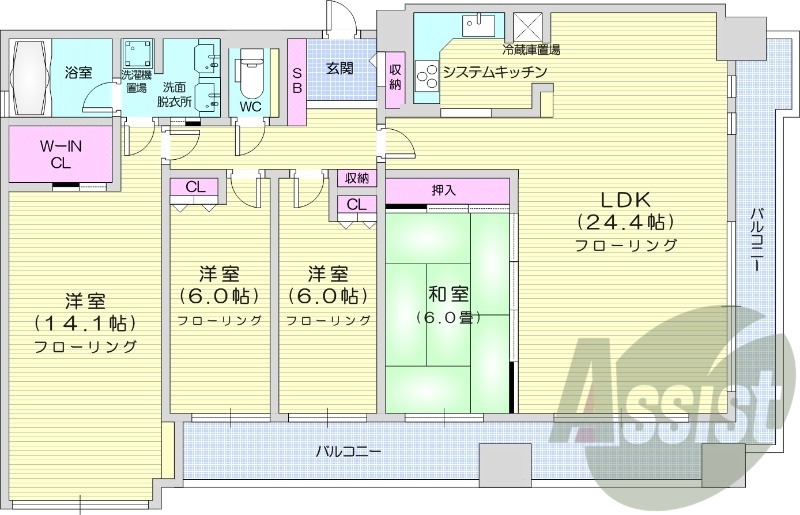 4LDK、オートロック、角部屋、ペット可、ネット無料