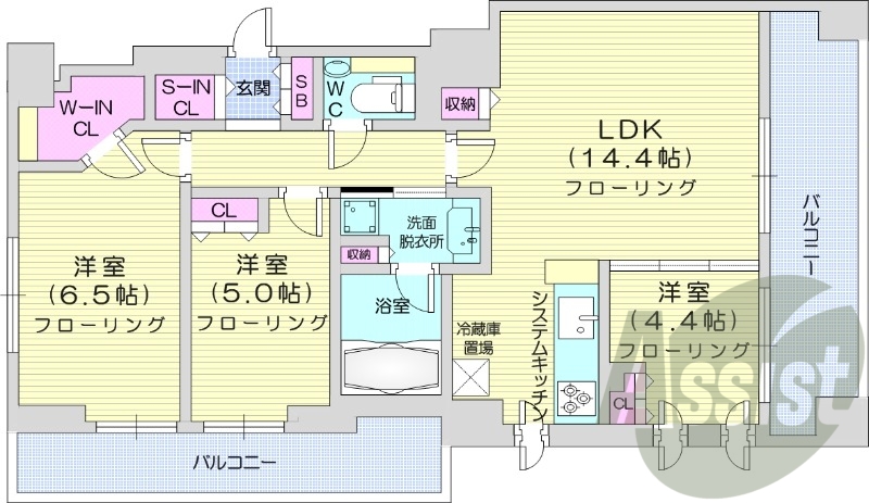 3LDK、都市ガス、追い炊き、システムキッチン