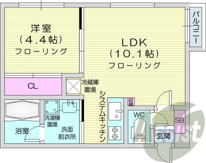 1LDK、ガスリミット、エアコン、ネット無料
