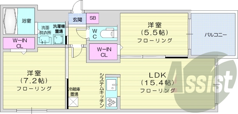 2LDK、エアコン、ガス暖房、都市ガス、追い焚き