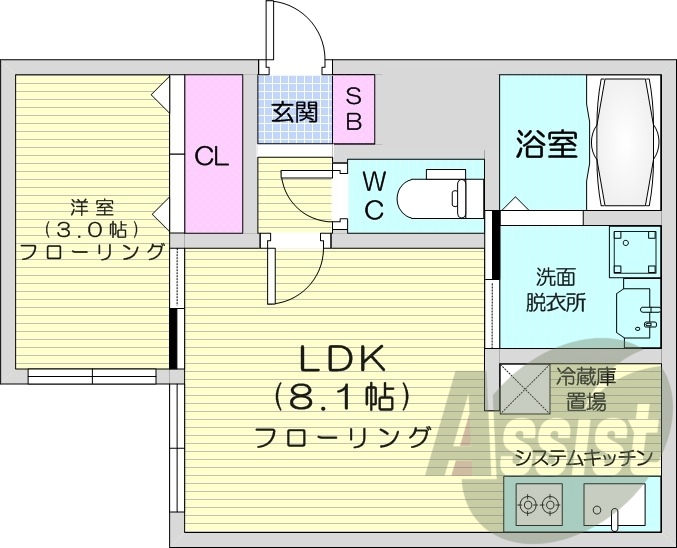 1LDK、女性限定、エアコン、灯油暖房、角部屋、ネット無料
