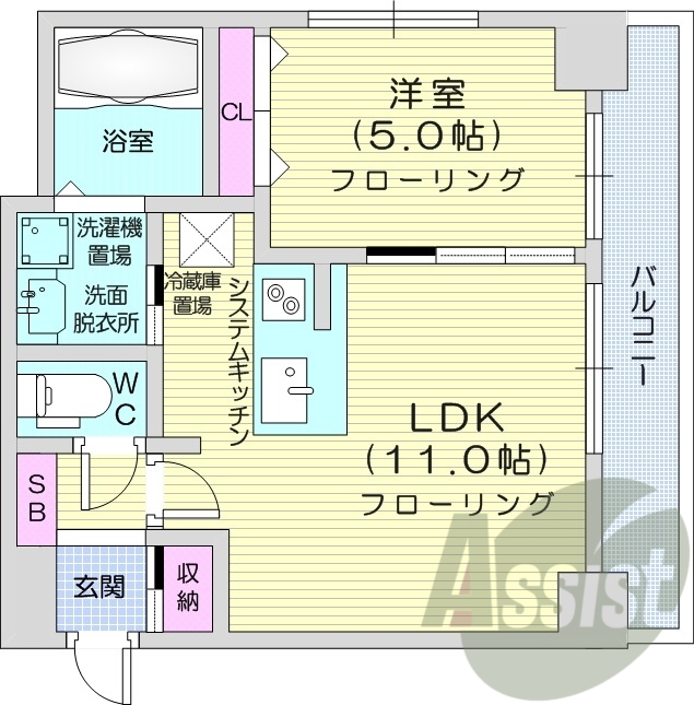 1LDK、都市ガス、浴室乾燥機、ネット無料