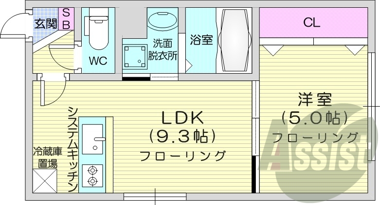 1LDK、エアコン、灯油暖房、ネット無料