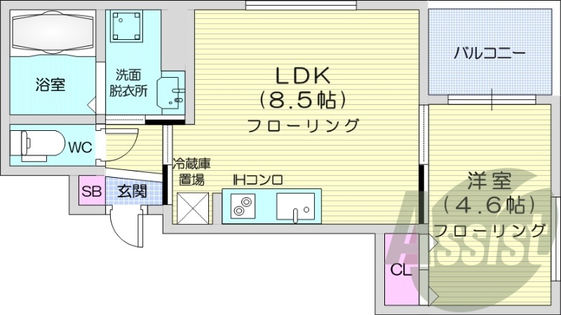 1LDK、都市ガス、オートロック、エアコン、ペット可