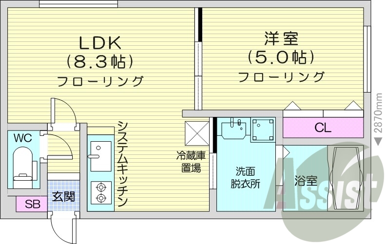 1LDK、エアコン、システムキッチン、灯油暖房、ネット無料
