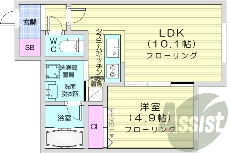 1LDK、追い炊き、エアコン、システムキッチン