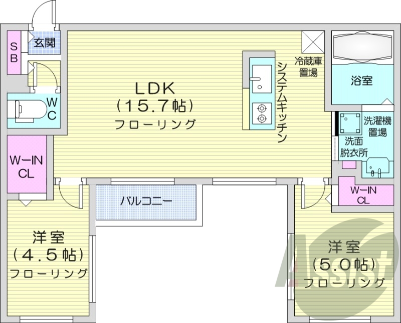 2LDK、エアコン、システムキッチン、灯油暖房