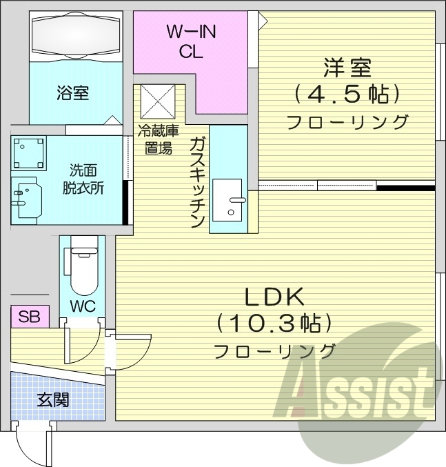 1LDK、エアコン、浴室乾燥機、ネット無料