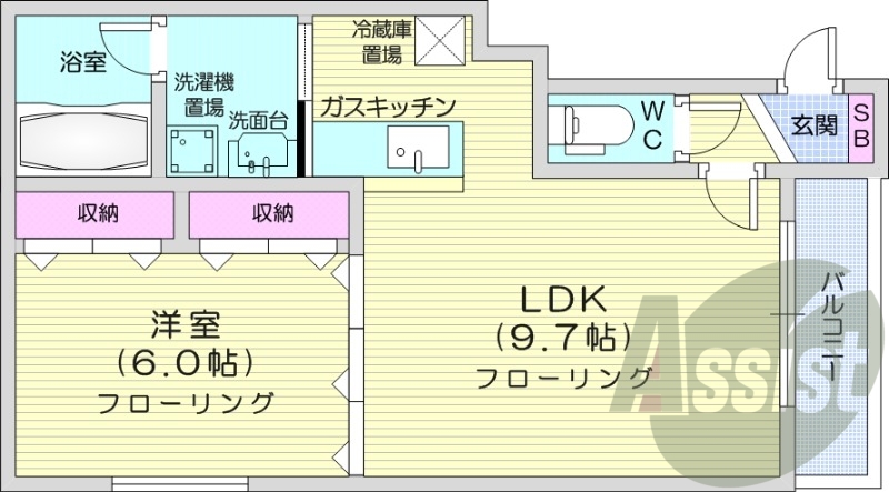 １LDK、エアコン、オートロック、灯油暖房