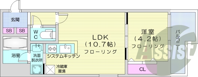 1LDK、独立洗面台、灯油暖房、シャワートイレ、