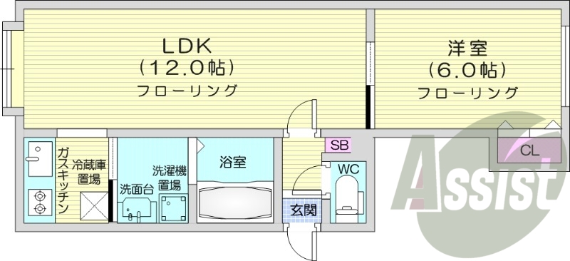 1LDK、エアコン、カメラ付きインターホン