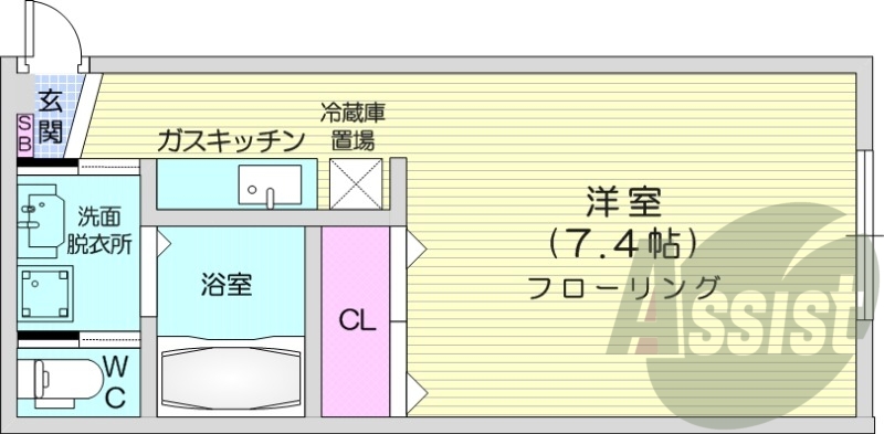 1K、灯油暖房、バス・トイレ別、オートロック、防犯カメラ
