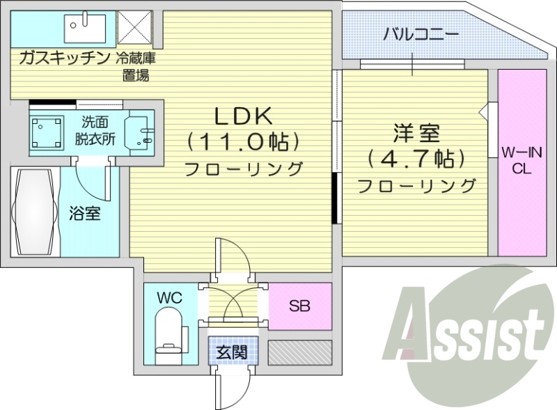 1LDK、エアコン、角部屋、ネット無料、オートロック