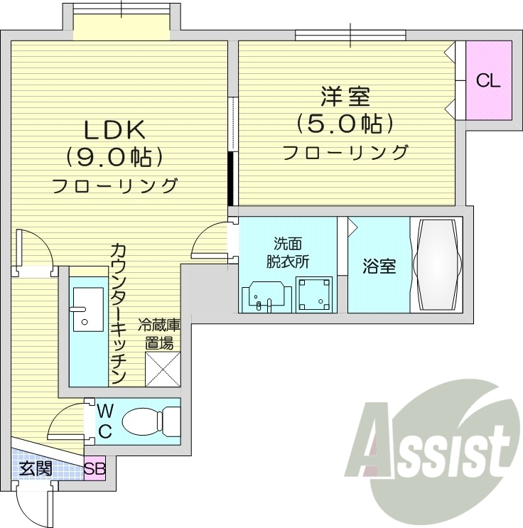 1LDK、エアコン、灯油暖房、角部屋、モニターホン