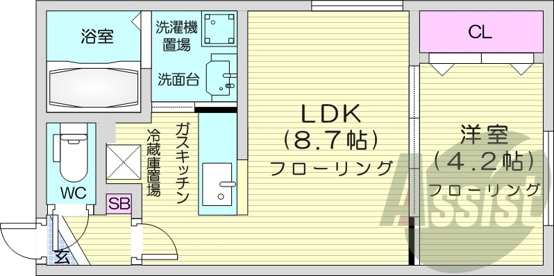 1LDK、エアコン、独立洗面台、灯油暖房、シャワートイレ