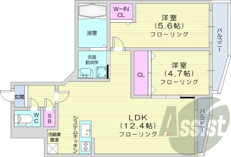 2LDK、都市ガス、エアコン、追い焚き、浴室乾燥機