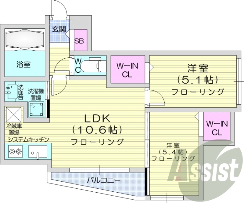 2LDK、都市ガス、エアコン、追い焚き、浴室乾燥機