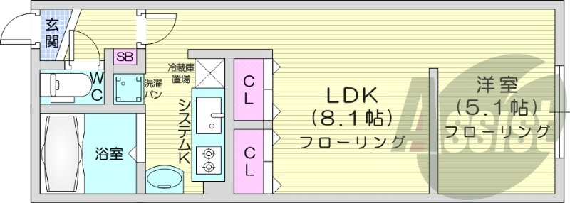 1LDK、オートロック、ロードヒーティング、灯油暖房