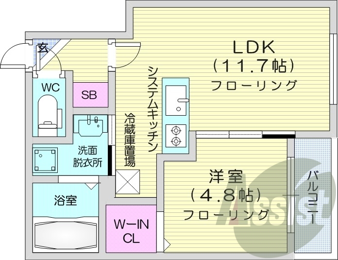 １LDK、エアコン、ガス料金上限、ネット使用料不要
