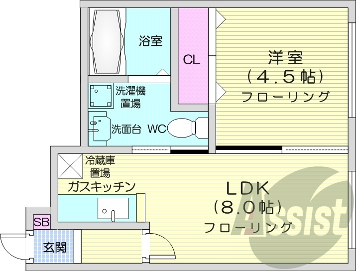 1LDK、角部屋、モニタ付インターホン、オートロック