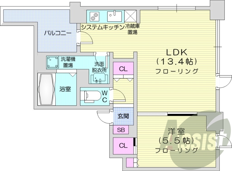 1LDK、都市ガス、浴室乾燥、追い焚き、エアコン