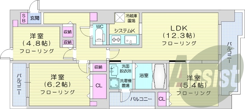 3LDK、エアコン、オール電化、システムキッチン、追い焚き