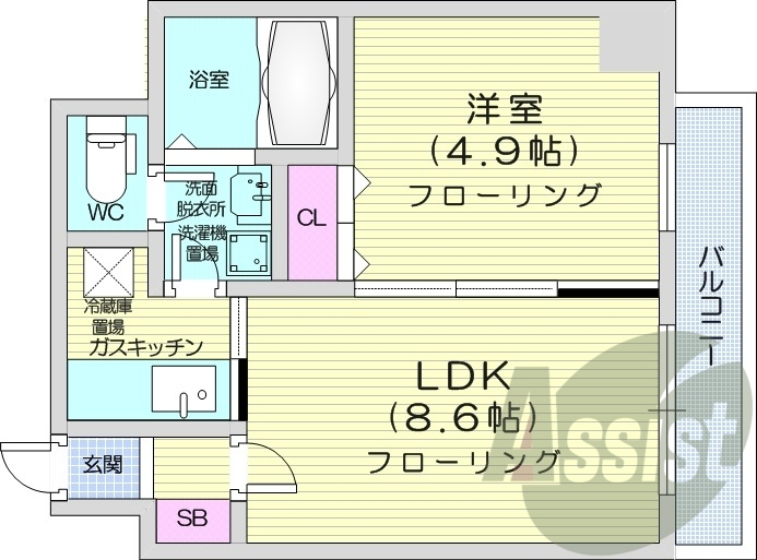1LDK、収納、エアコン、灯油暖房、ネット無料