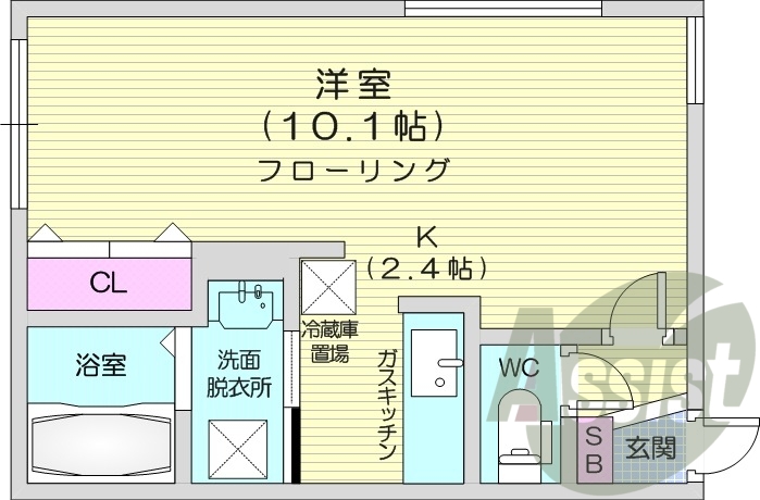 1R、エアコン、宅配ボックス、ネット無料