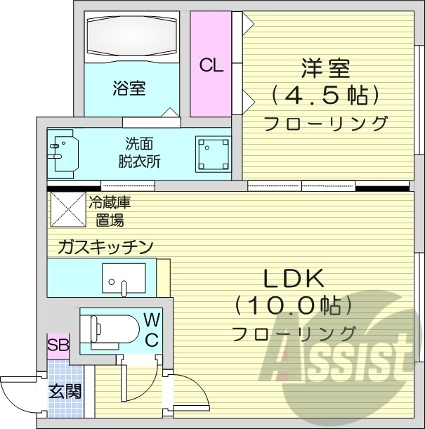 １LDK、オートロック、宅配BOX、ネット使用料不要