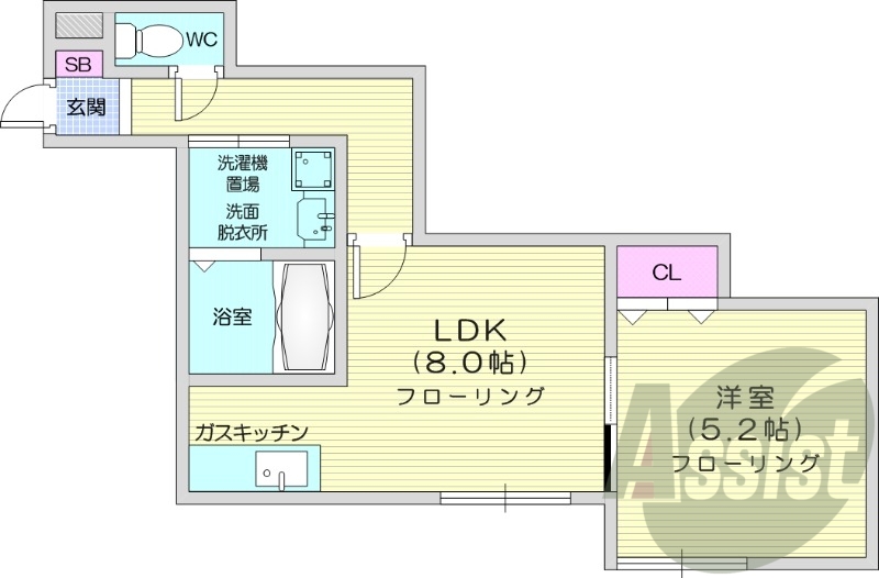 1LDK、エアコン、灯油暖房、角部屋、最上階