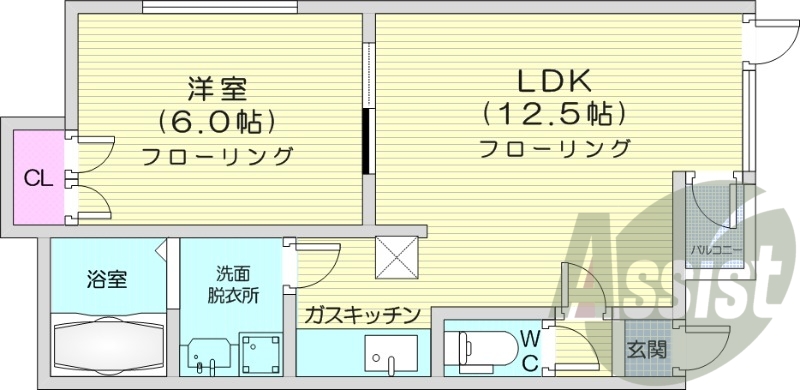 1LDK、灯油暖房、独立洗面台、シャワートイレ