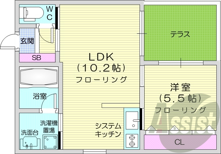 1LDK、エアコン、ペット相談、モニタ付インターホン