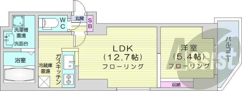 1LDK、灯油FF暖房、独立洗面台、オートロック