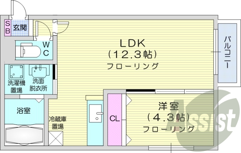1LDK、都市ガス、エアコン、オートロック