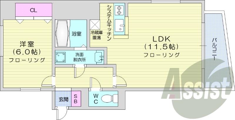 1LDK、洗面脱衣所、クローゼット、オートロック