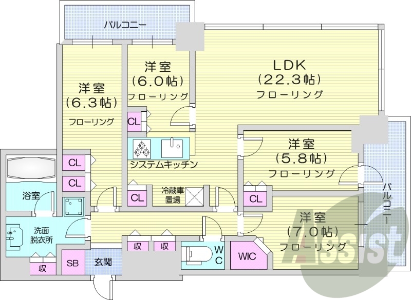 4LDK、分譲賃貸、都市ガス、追い焚き、床暖房、食洗器