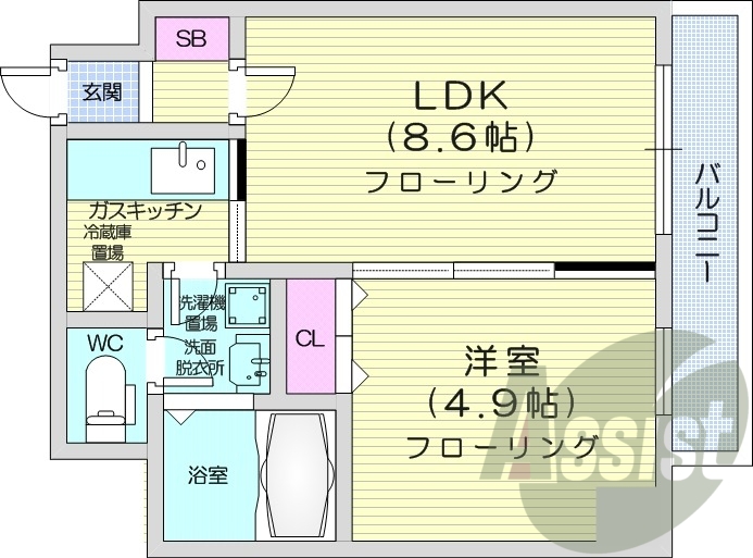 1LDK、収納、エアコン、灯油暖房、ネット無料