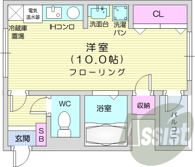 1R、独立洗面台、室内洗濯機置場、バストイレ別