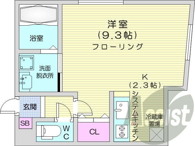 1K、防犯カメラ、オートロック、ネット無料