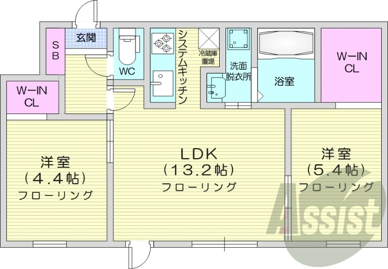 2LDK、エアコン、追い焚き、浴室乾燥機