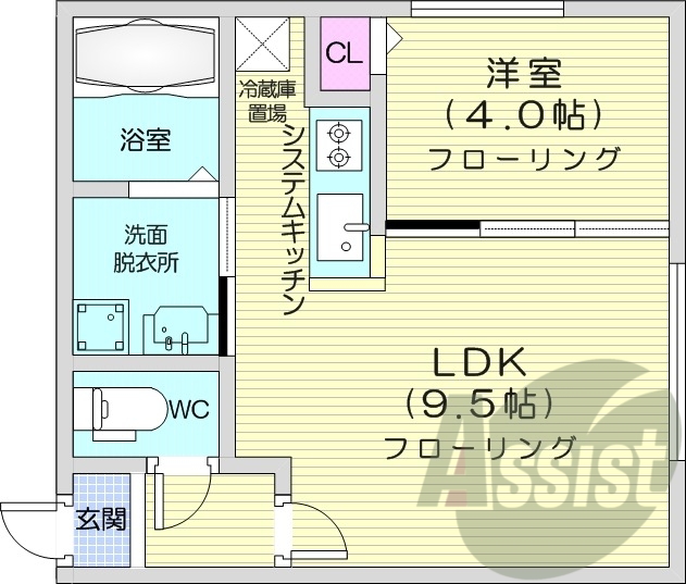 1LDK、エアコン、浴室乾燥機、オートロック