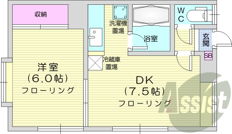 1DK、エアコン、灯油暖房、角部屋、トイレ風呂別