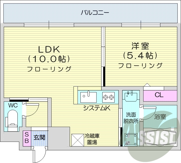 1LDK、オール電化、エアコン、システムキッチン、独立洗面台