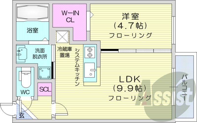 1LDK、浴室乾燥機、都市ガス、エアコン