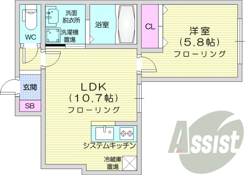 1LDK、エアコン、シャワートイレ、ネット使用料不要