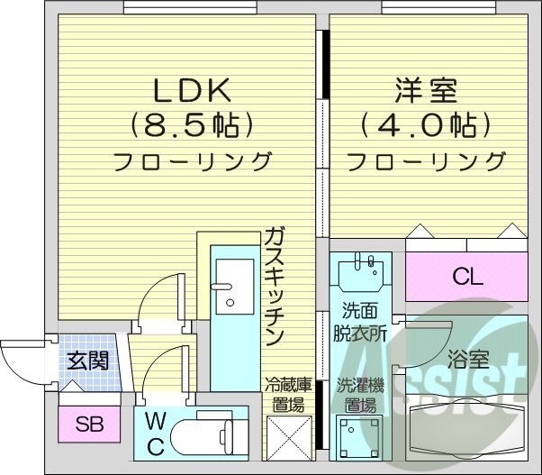 1LDK、エアコン、浴室乾燥機、オートロック