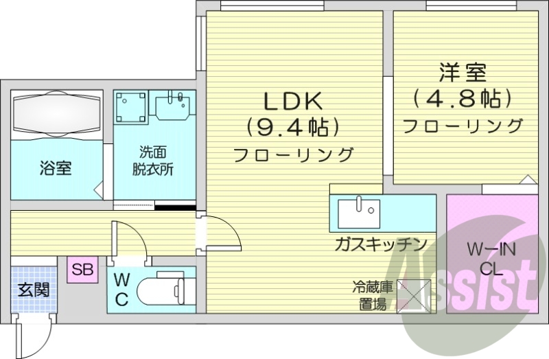 1LDK、エアコン、浴室乾燥機、独立洗面台、オートロック