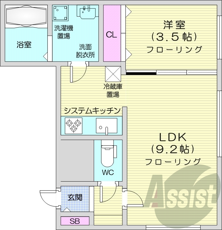 1LDK、エアコン、システムキッチン、灯油暖房、ネット無料