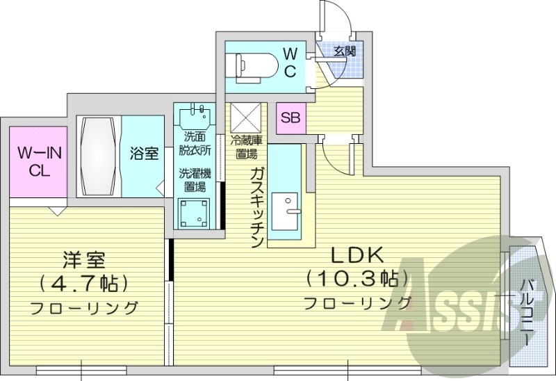 1LDK、エアコン、角部屋、ネット無料、宅配ボックス