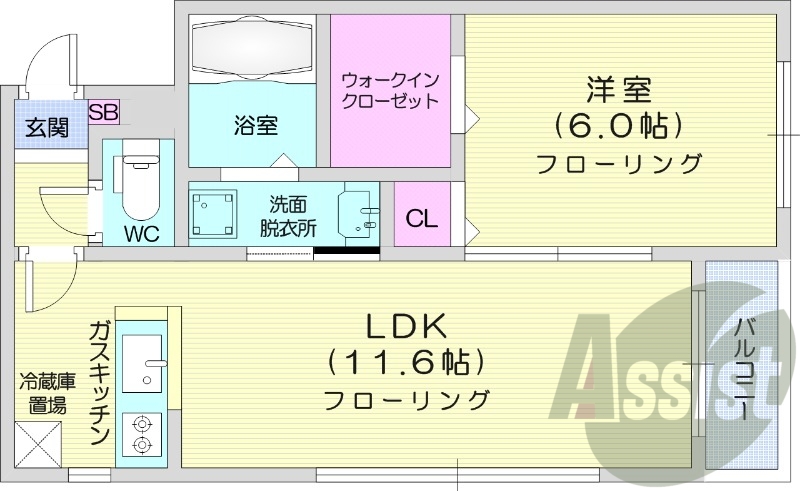 1LDK、オートロック、角部屋、モニターホン、バストイレ別